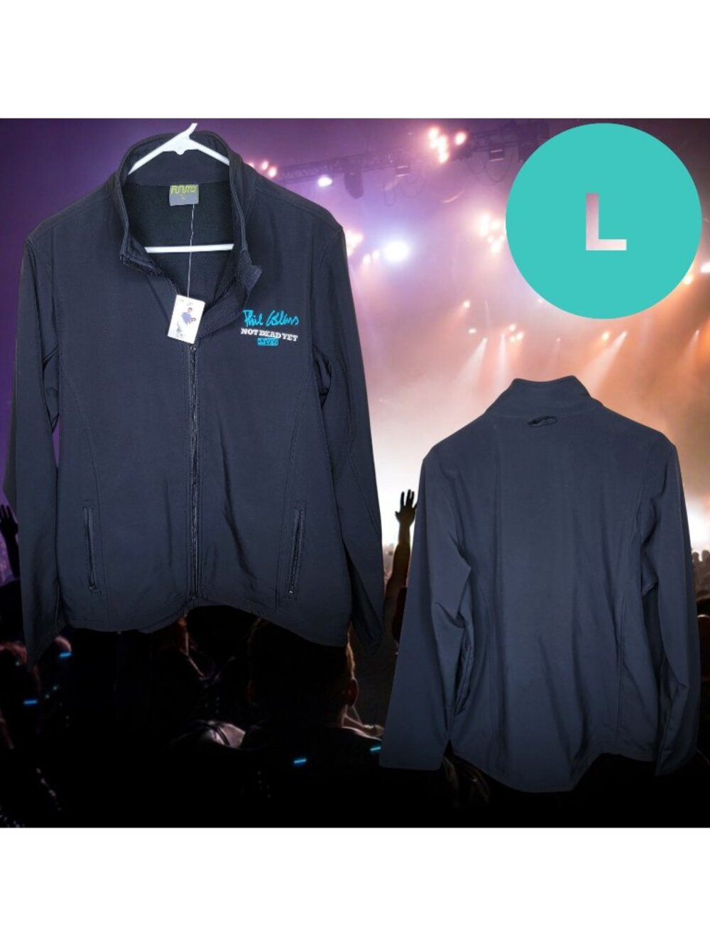 Phil Collins Not Dead Yet Tour Jacket NWT Full zip Black Large Mens Ramo